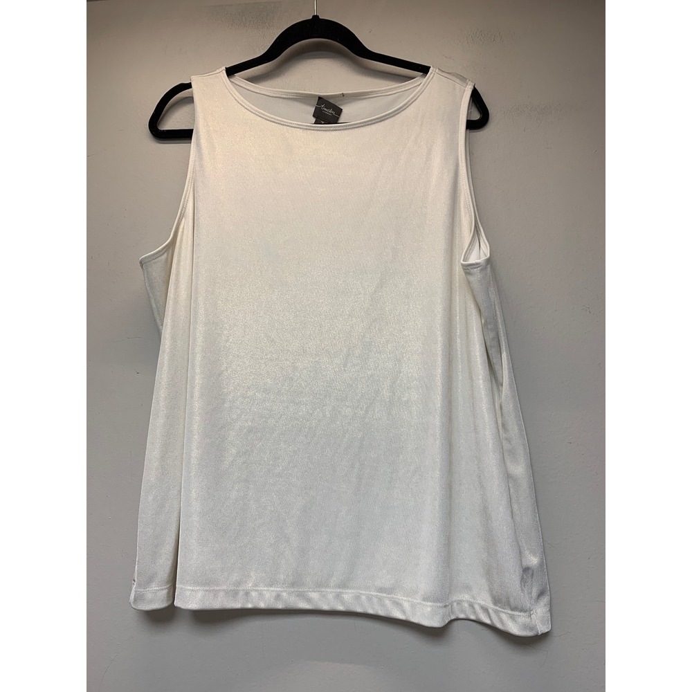 Chico's Travelers Tank Top Women 3 Ivory Excellent Shimmer Sleeveless Shell